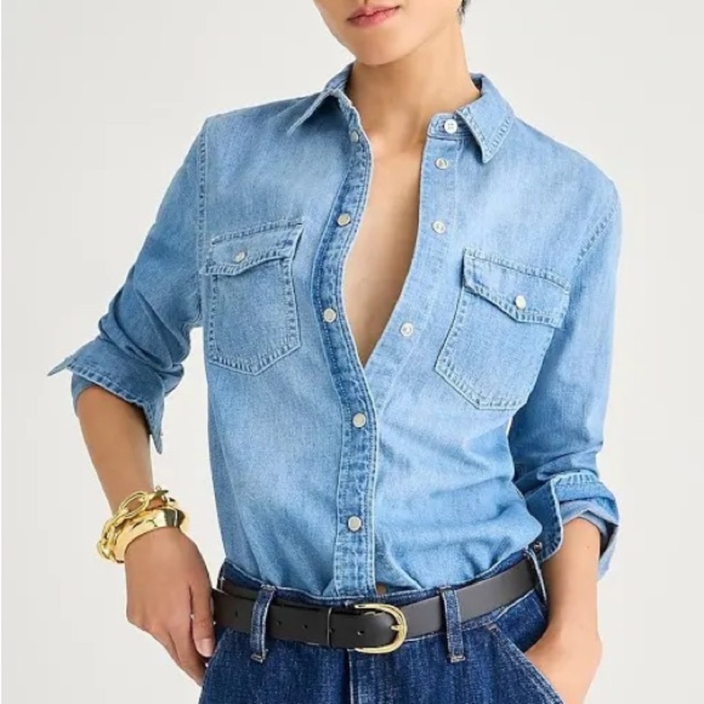 J.Crew Wren Western Chambray Long Sleeve Button Down Shirt, NEW